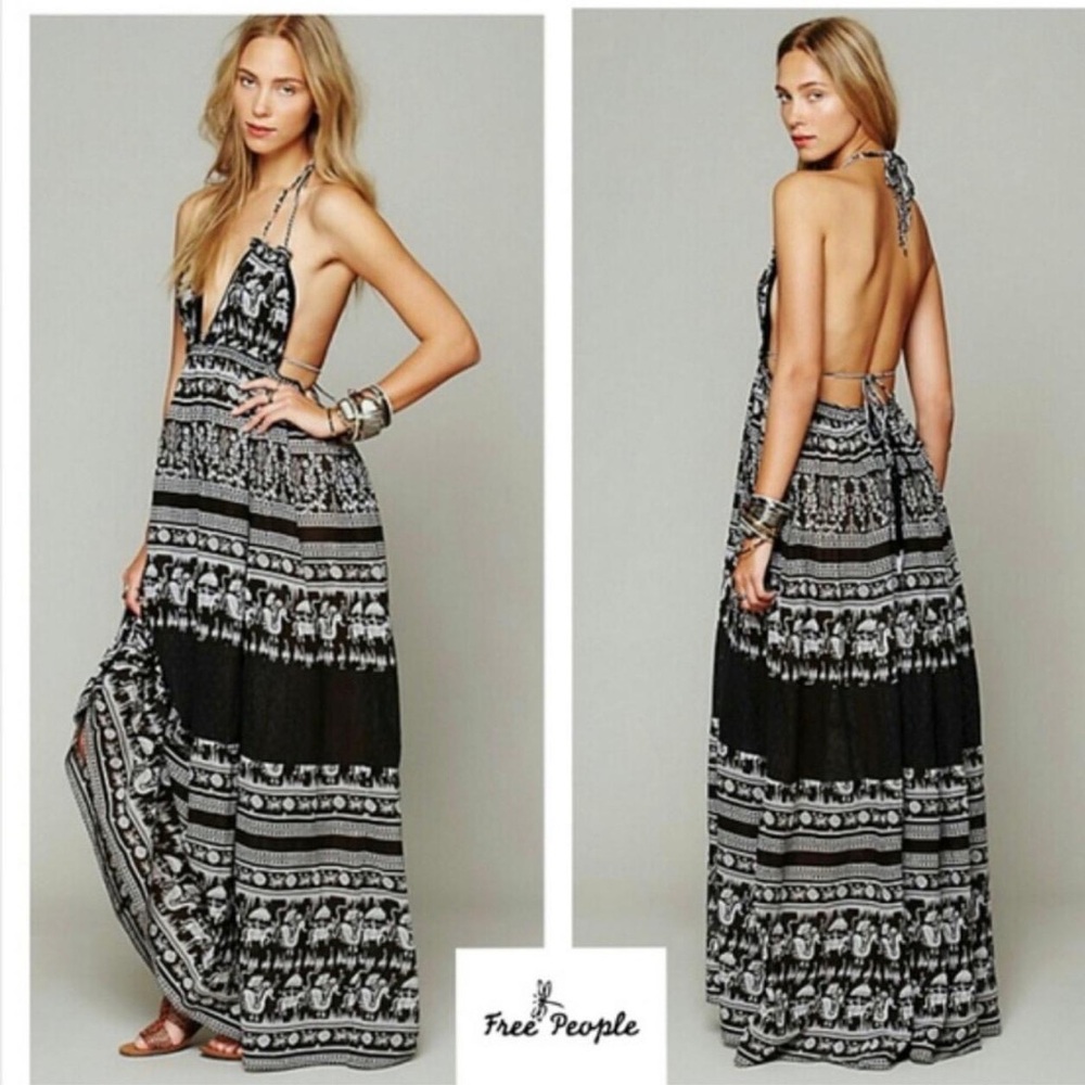 Free People Triangle Top Open Back Maxi Dress Size: M